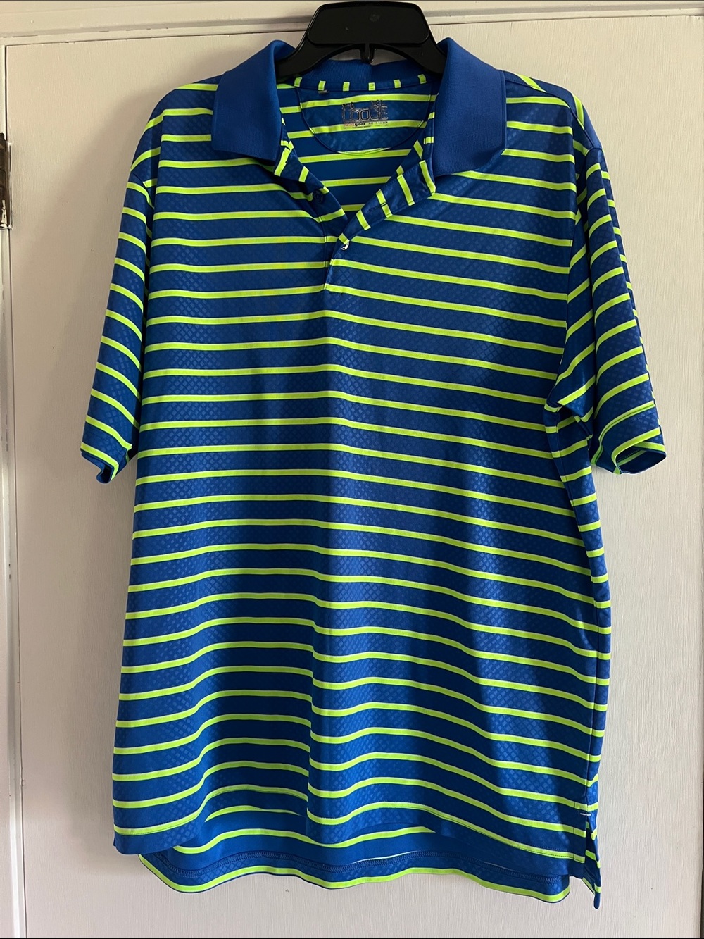 Under Armour Blue Polo with Neon Green Stripes